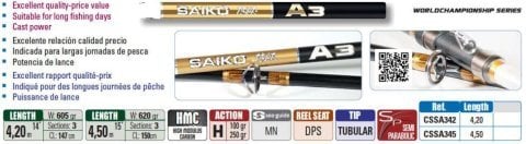 SAIKO A3 420cm 100-250gr 3 Parça Surf Kamışı